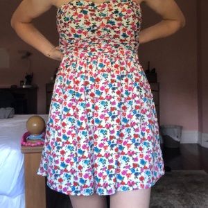 Strapless flower summer dress